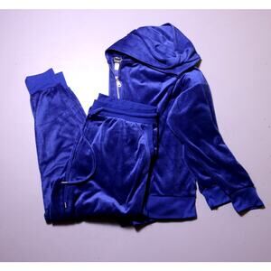 y2k Felina Velour Velvet Blue tracksuit sweatsuit women's XXL